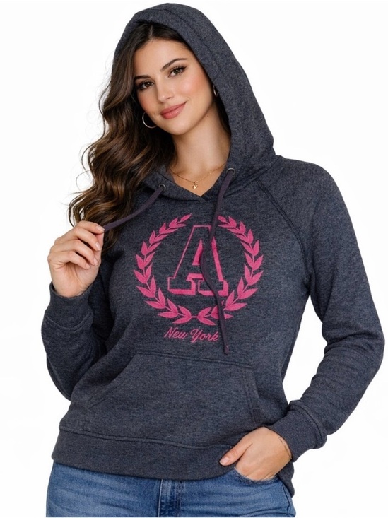 Tops - Aeropostale New York lightweight pullover hooded sweatshirt charcoal gray XS